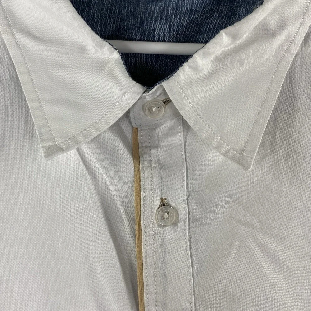 Carbon 2 Cobalt Shirt Mens XXL Button Up White Oxford Long Sleeve Cotton 2XL